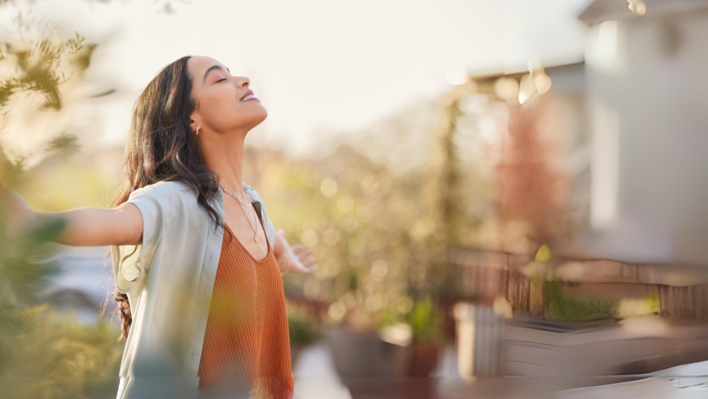 woman enjoying her inner light